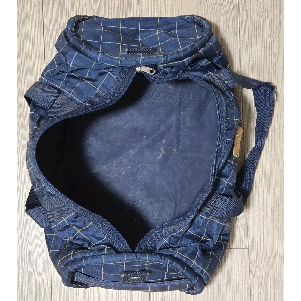 Oxford Blue Plaid Duffle Bag Vintage Polyester / Nylon 22